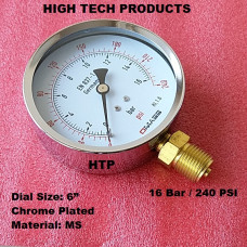 Pressure Gauge 16 Bar / 240 PSI, Chrome Body Dial Size 6 Inch, Reliable Quality In Stock Pressure Gauge 16 Bar / 240 PSI, Chrome Body Dial Size 6 Inch, Reliable Quality In Stock