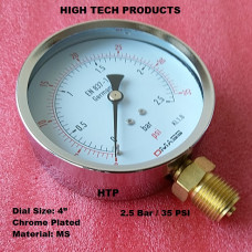 Pressure Gauge 2.5 Bar / 35 PSI, Chrome Body Dial Size 4 Inch, Reliable Quality In Stock Pressure Gauge 2.5 Bar / 35 PSI, Chrome Body Dial Size 4 Inch, Reliable Quality In Stock